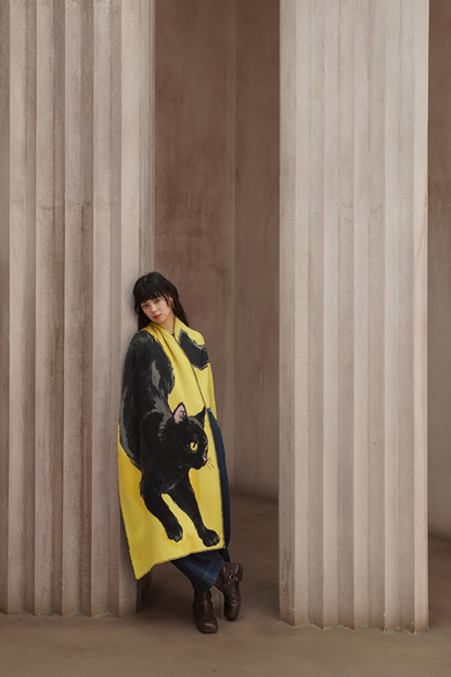 黒猫ビッグニットマフラー