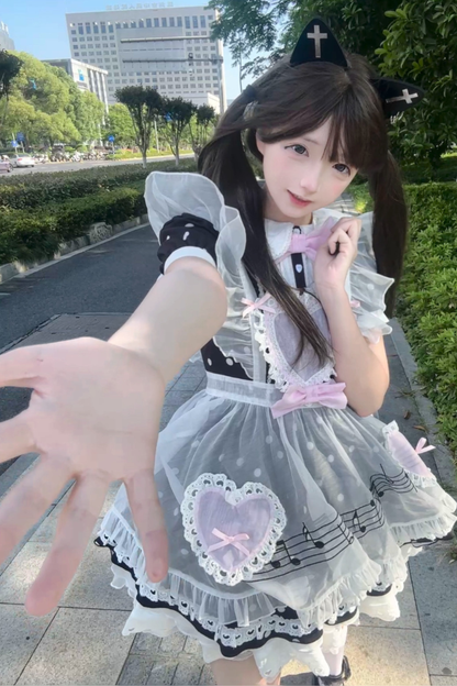 ハートビートドットドレス+シアーエプロン