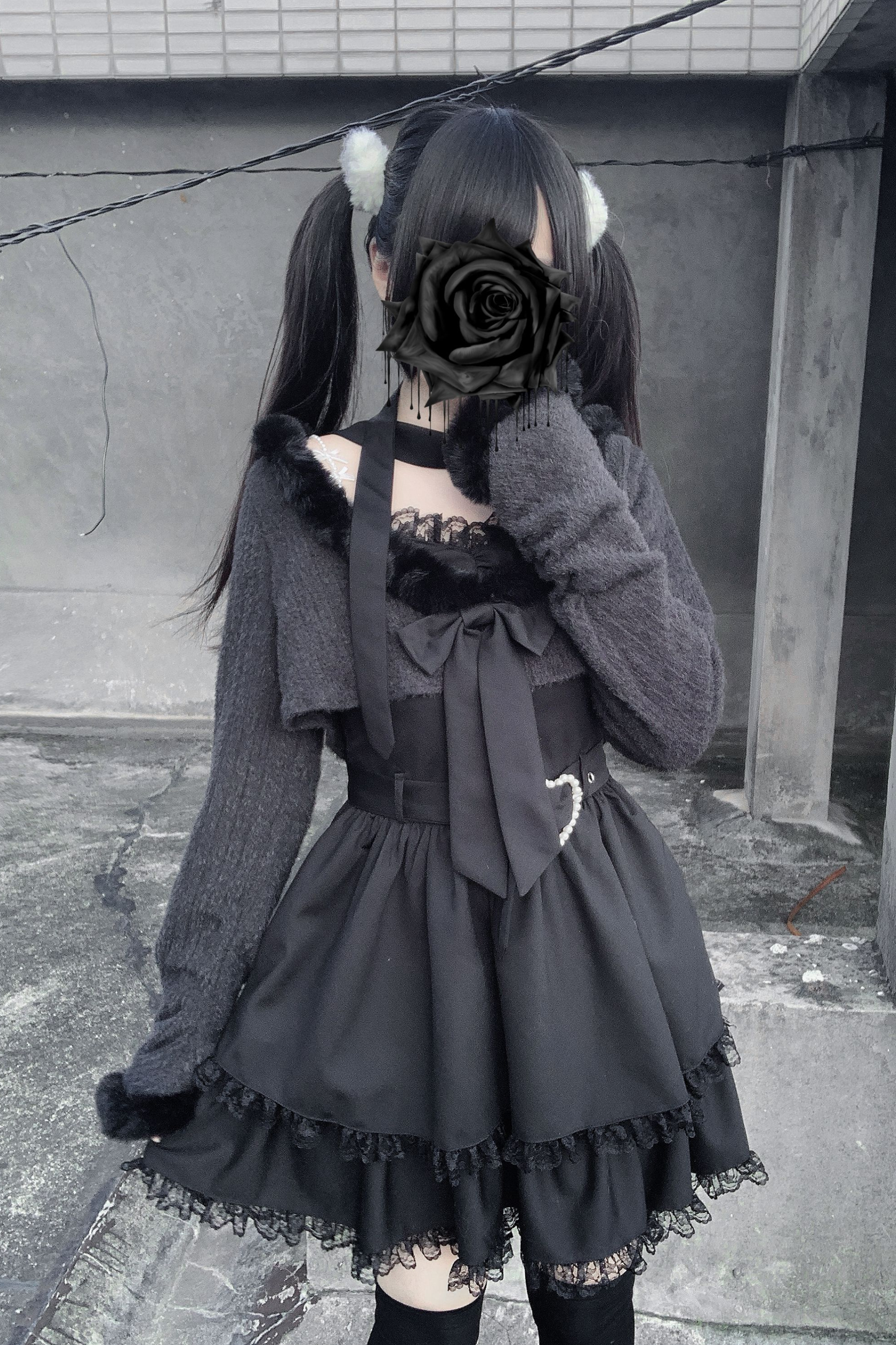 地雷サスペンダー スカート+ ショートカーディガン