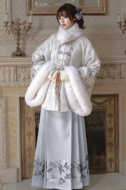 China Snow Fleece Jacket + Fur Shawl + Skirt