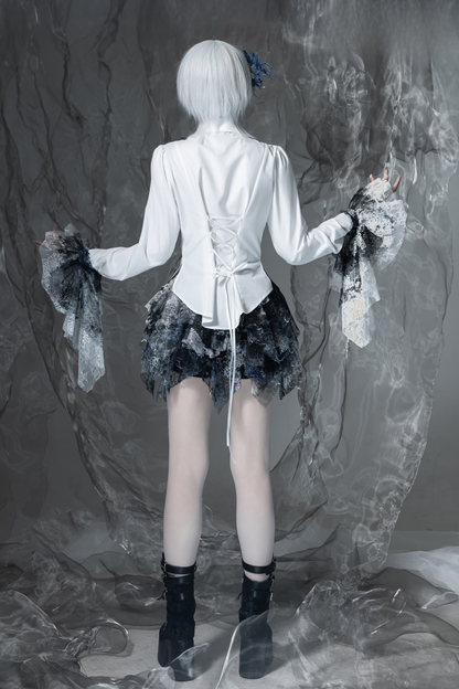 【12月10日予約締切】Bloodstainedピュアホワイトレースポインテッドカラーシャツ