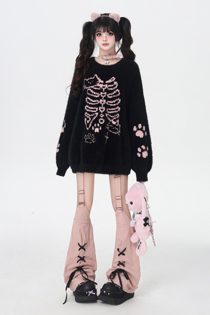 Dark Sweet Cat Design Loose Knit