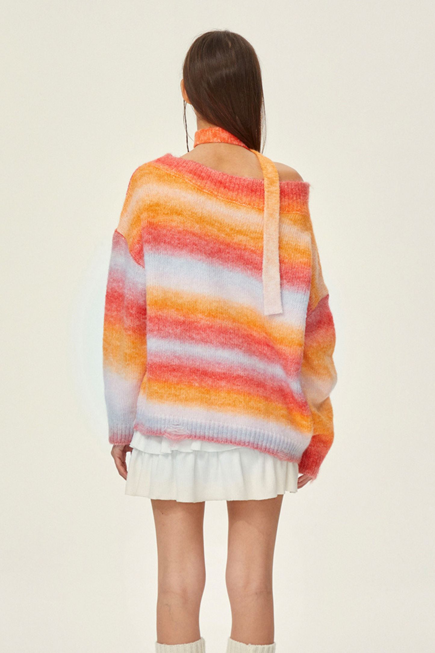 Rainbow Knit One Line Border Top