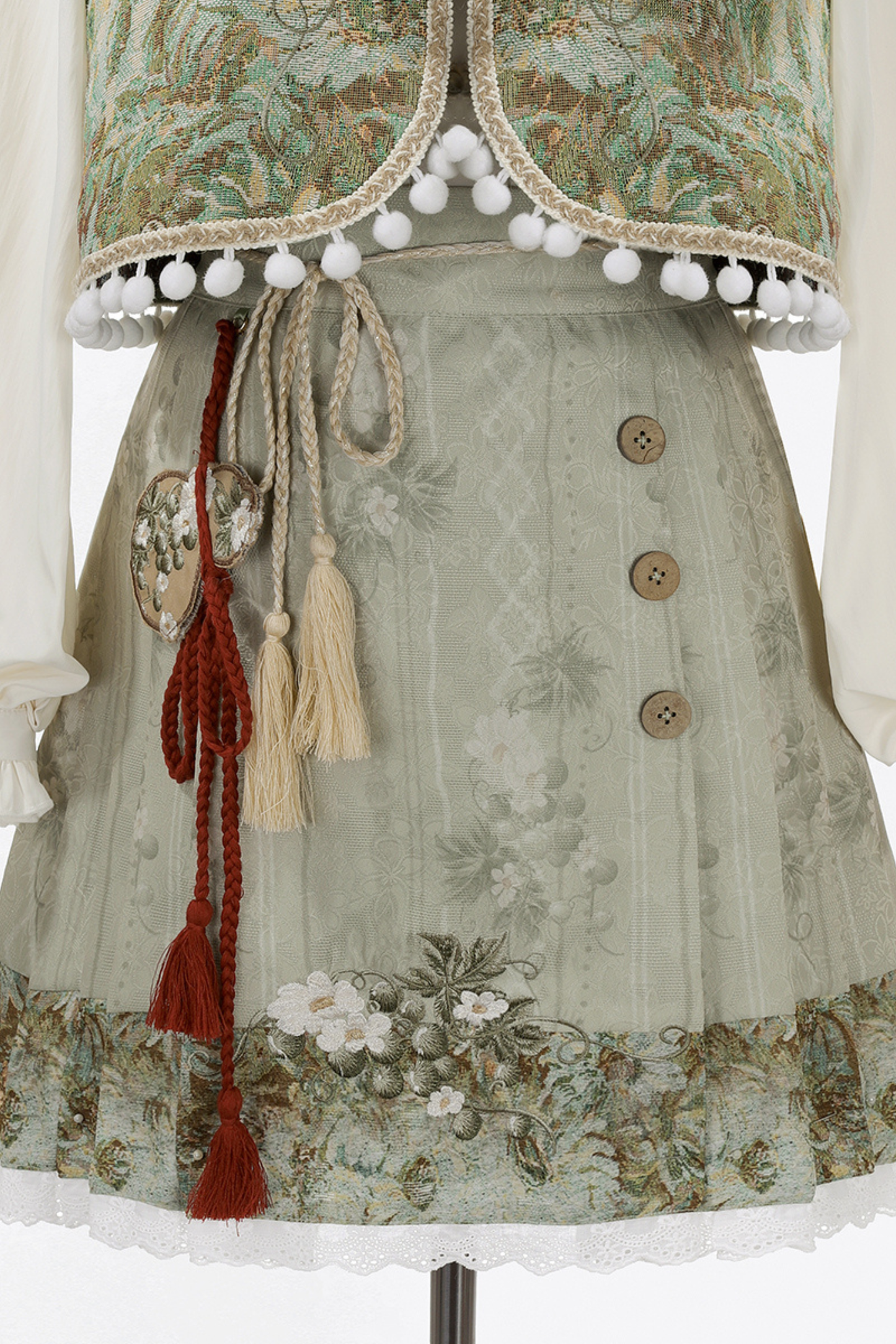 Forest China Vest + Blouse + Skirt