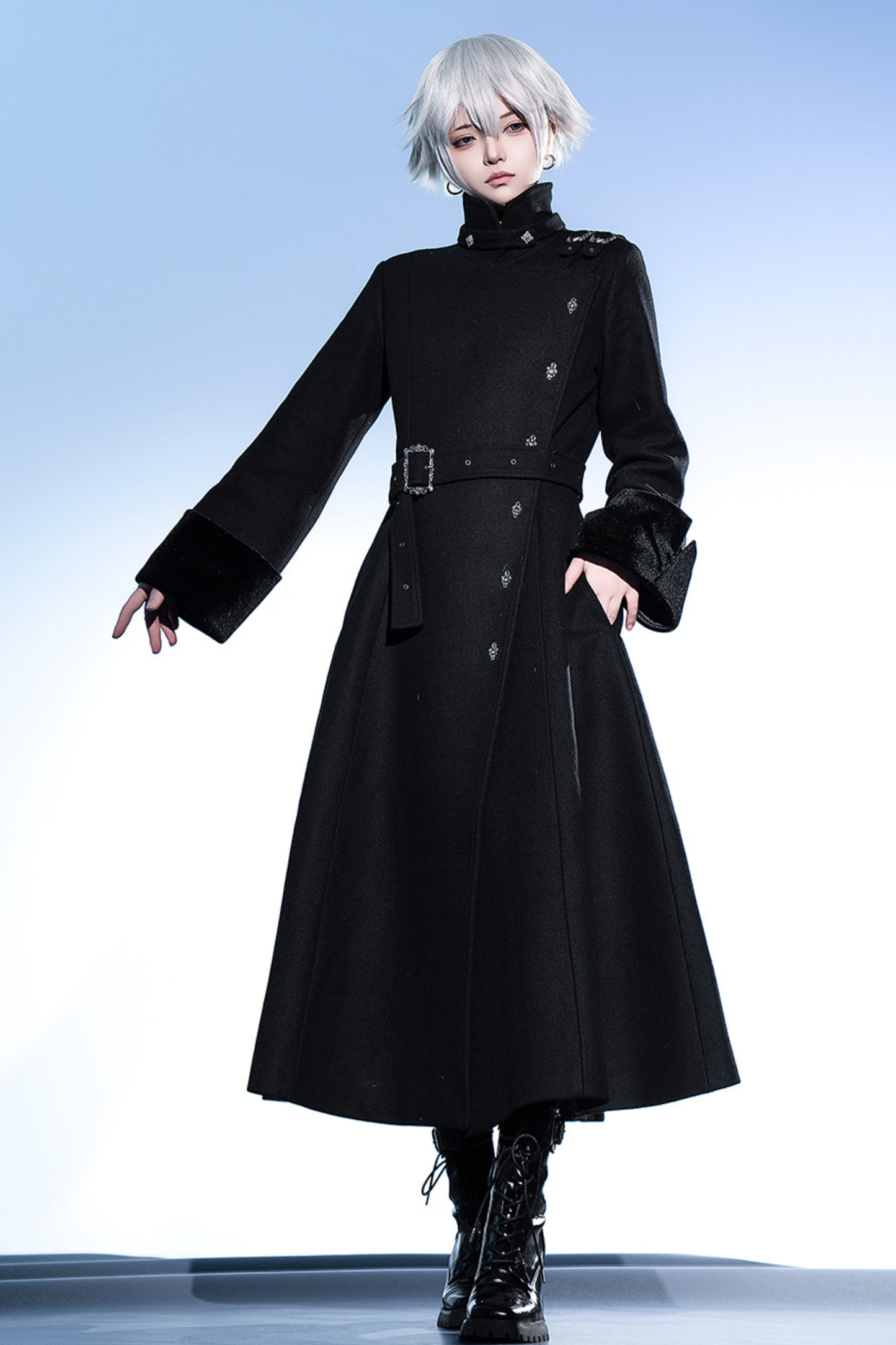 スタンドネック皇子ロングコート