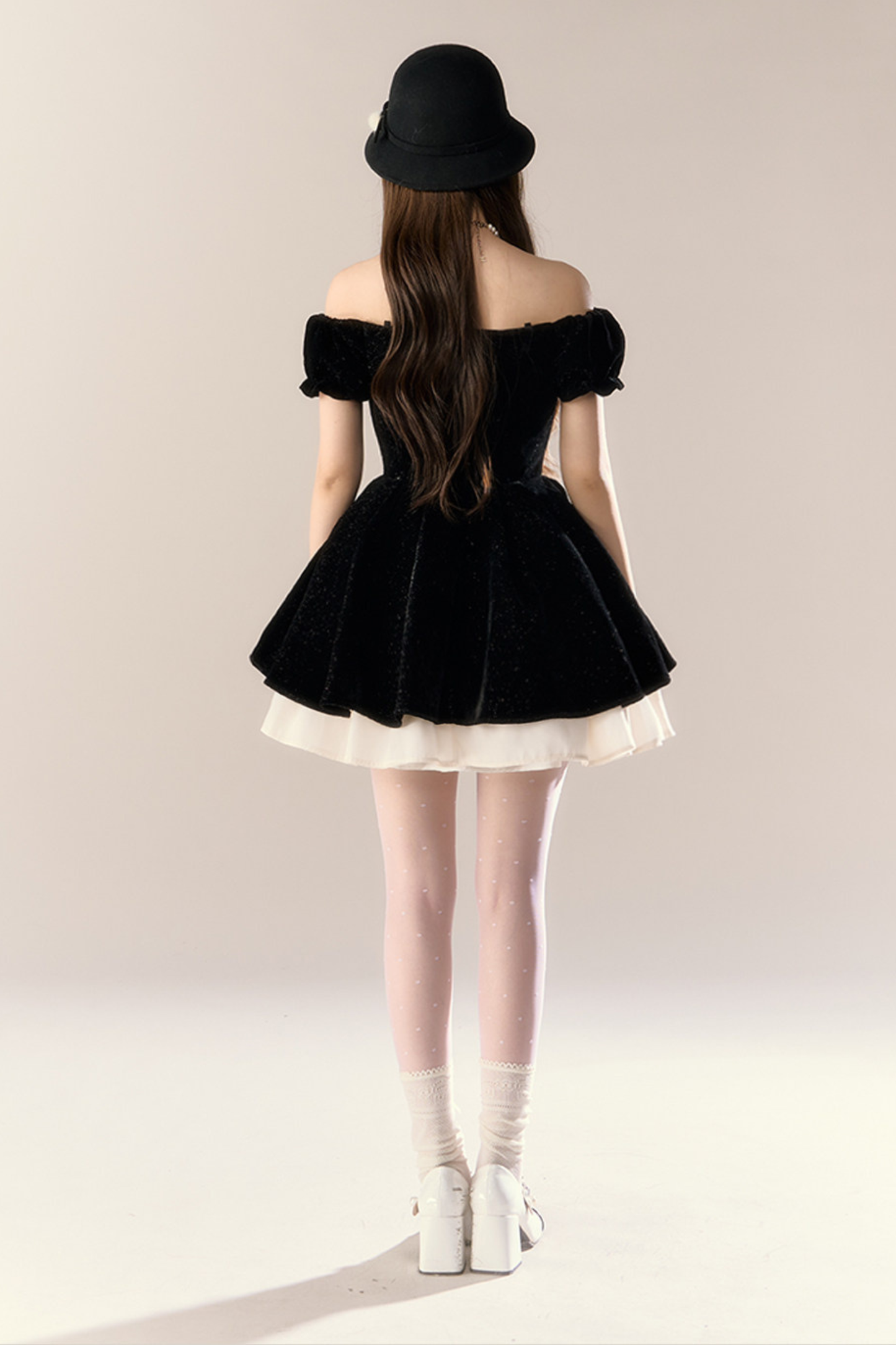 ベルベットシックガーリーフレンチバンケットドレス