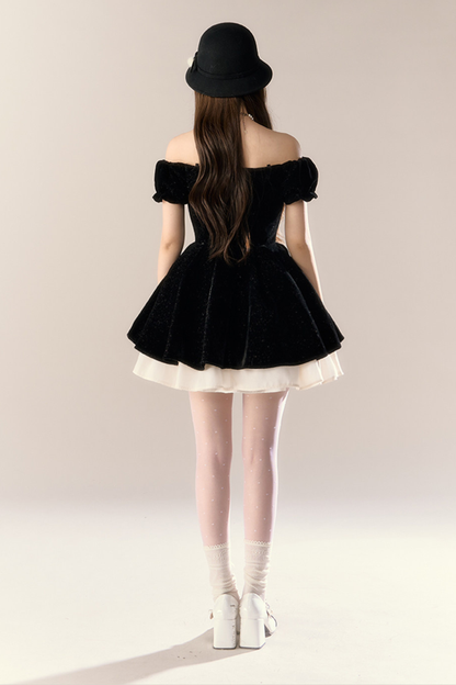 ベルベットシックガーリーフレンチバンケットドレス