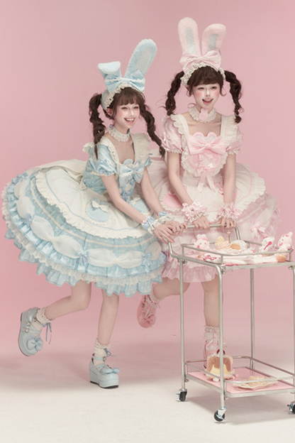 Lace Rabbit Ear Headband + Ribbon Necklace