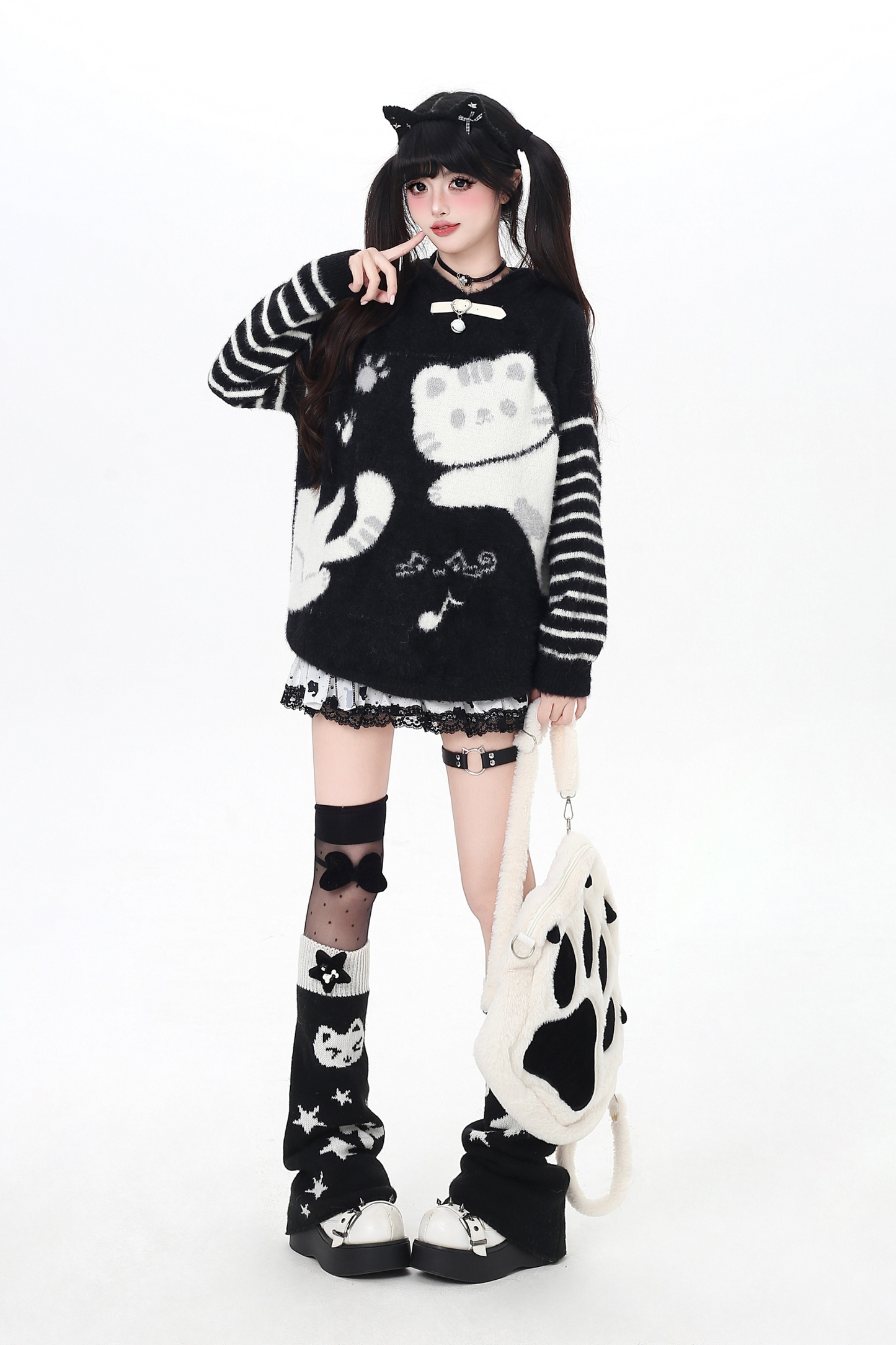 Striped Cat Loose Tops