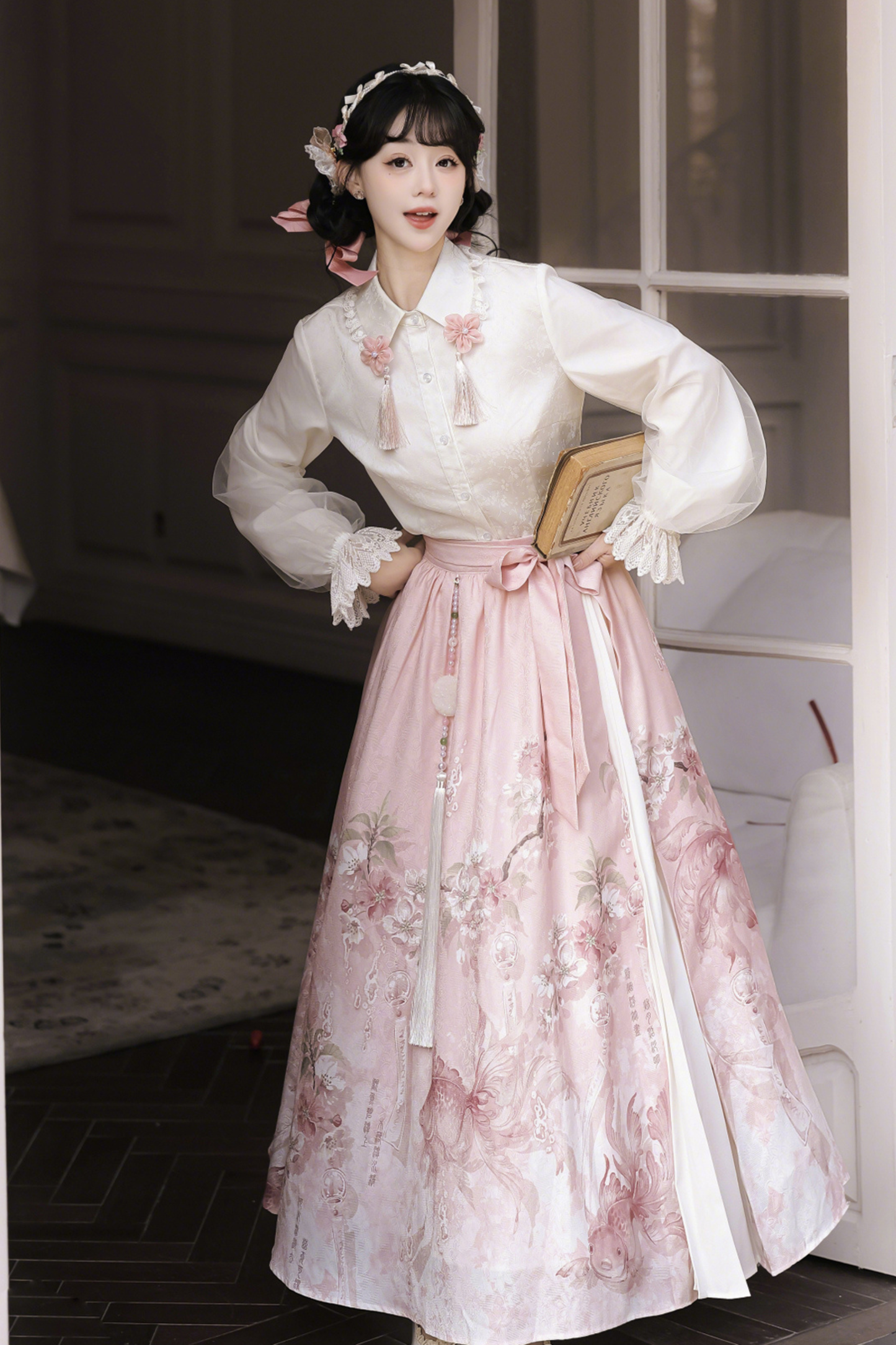 スイートフラワーショール+ブラウス+スカート