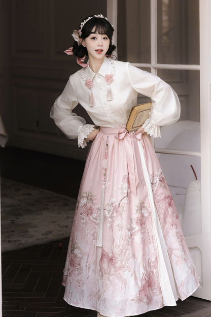 スイートフラワーショール+ブラウス+スカート