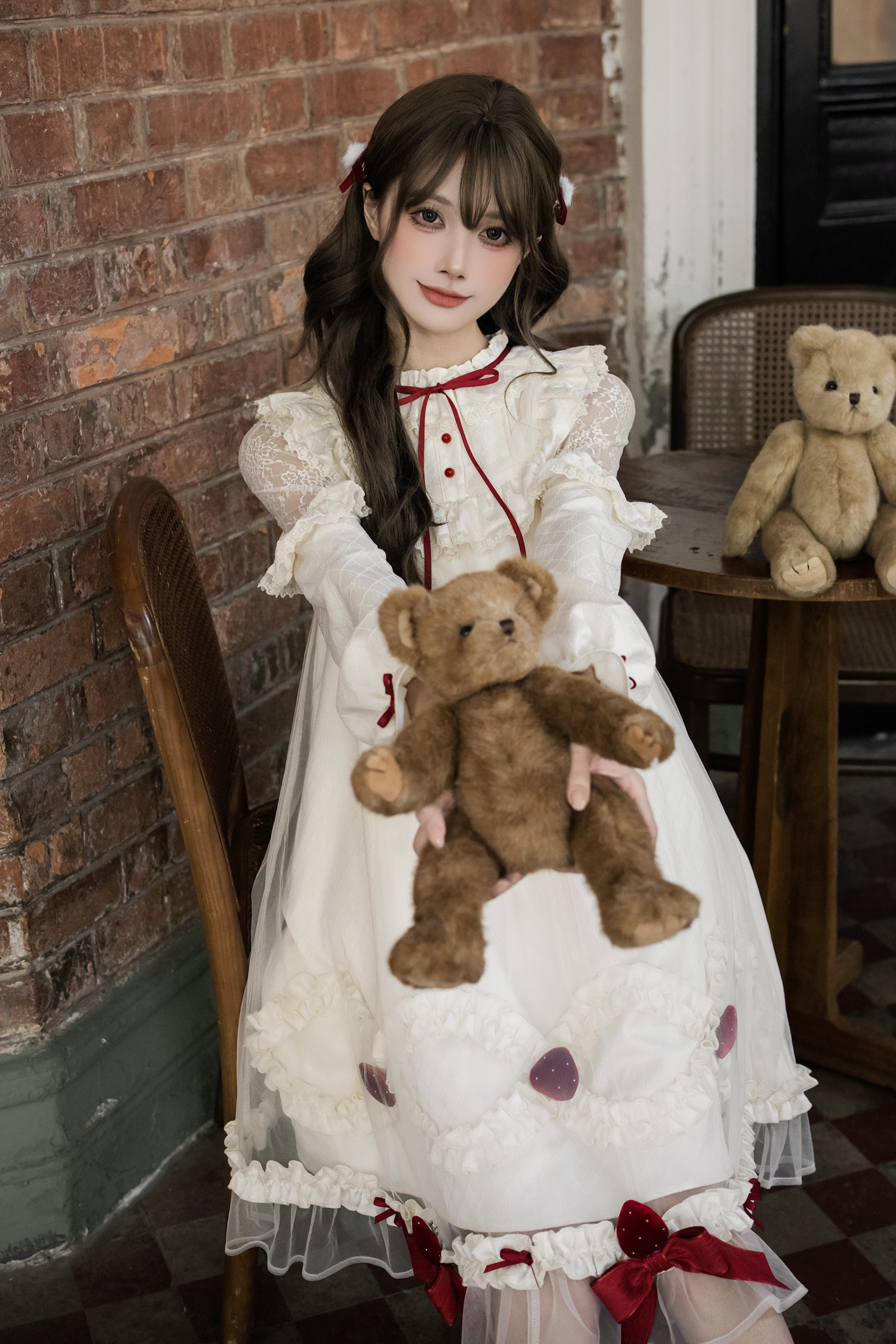 Strawberry Cream Doll Lolita Dress + Strawberry Ribbon