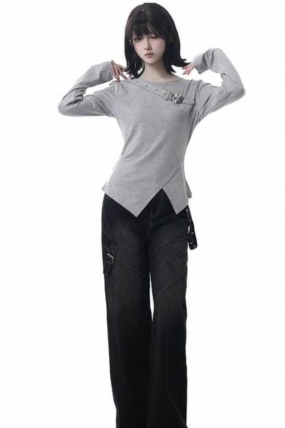 スリットロングスリーブトップス