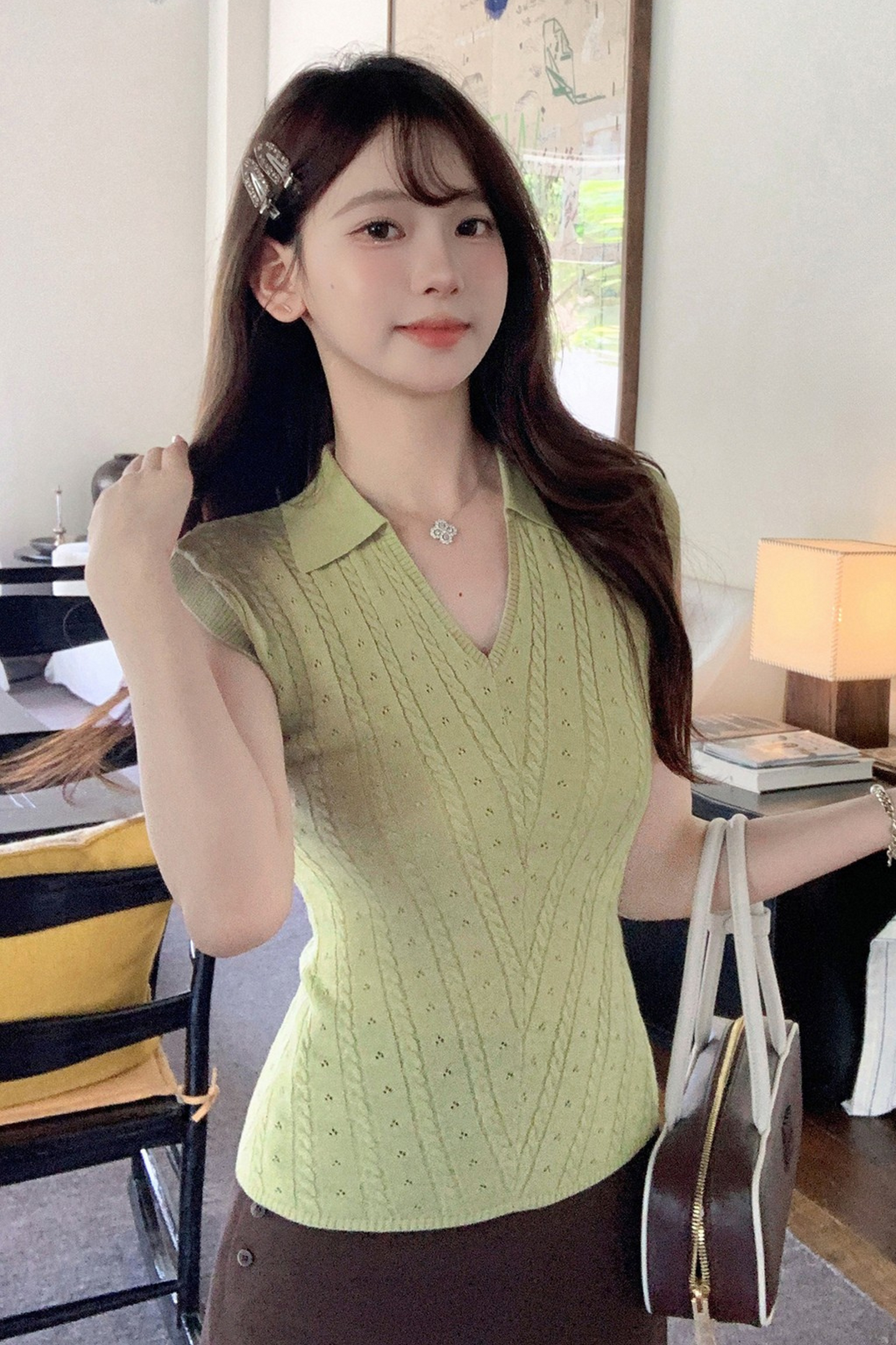 Polo Neck Sleeveless Top