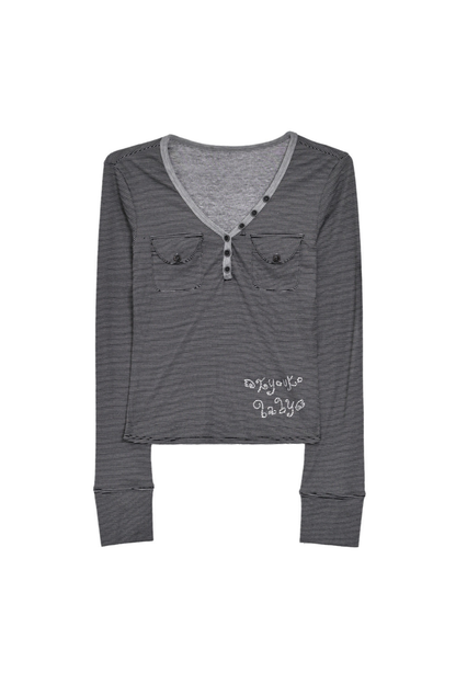 Y2K Striped V-neck Top + Skirt + Pants