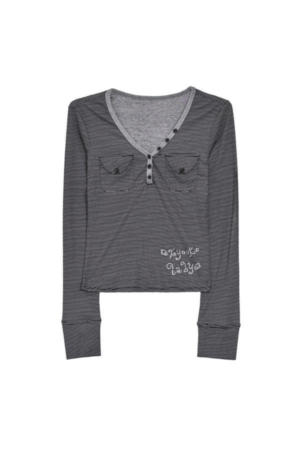 Y2K Striped V-neck Top + Skirt + Pants