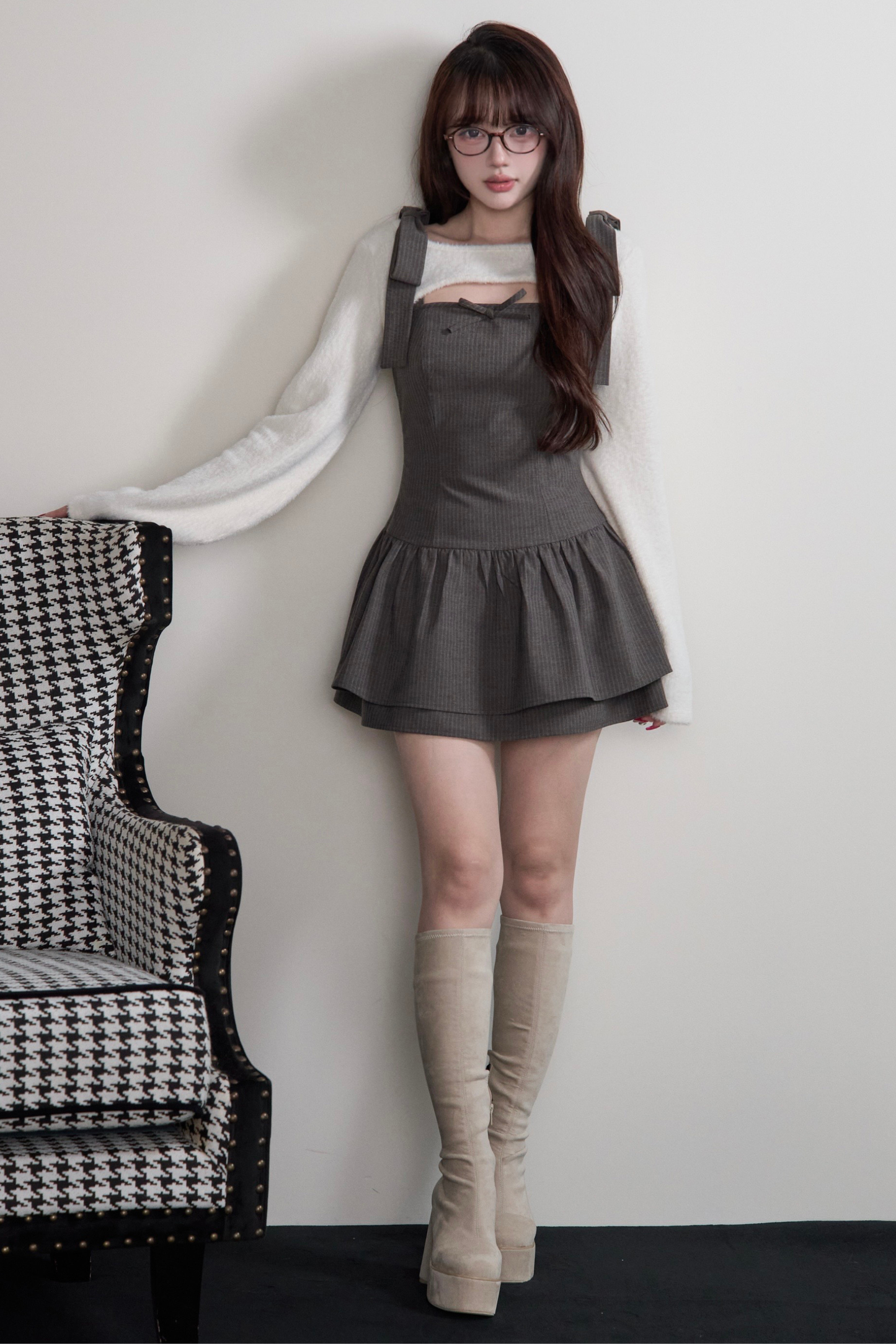 リボンサスペンダードレス+トップス