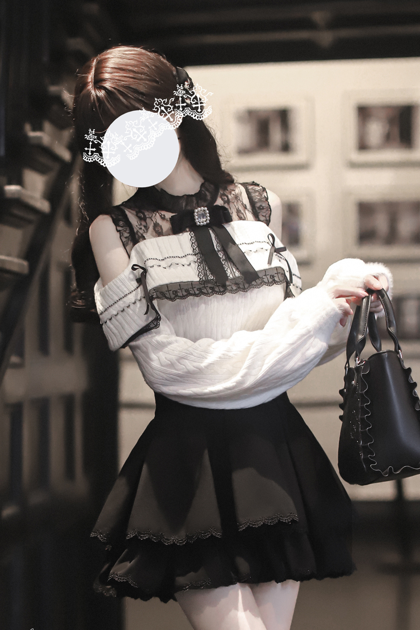 リボンニットオフショル＋マーメイドスカート＋ショートスカート＋リボン