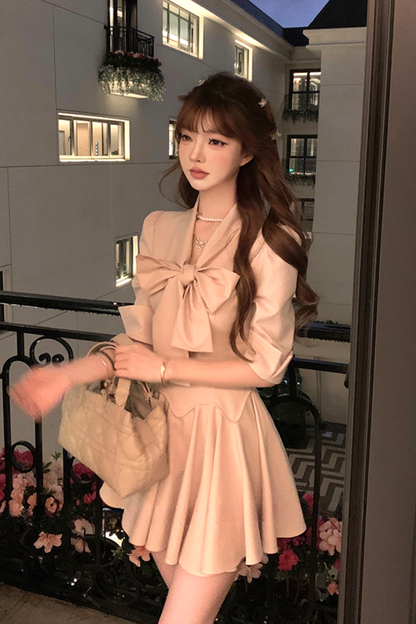 Slim Waist Ribbon Mermaid Shirt Dress