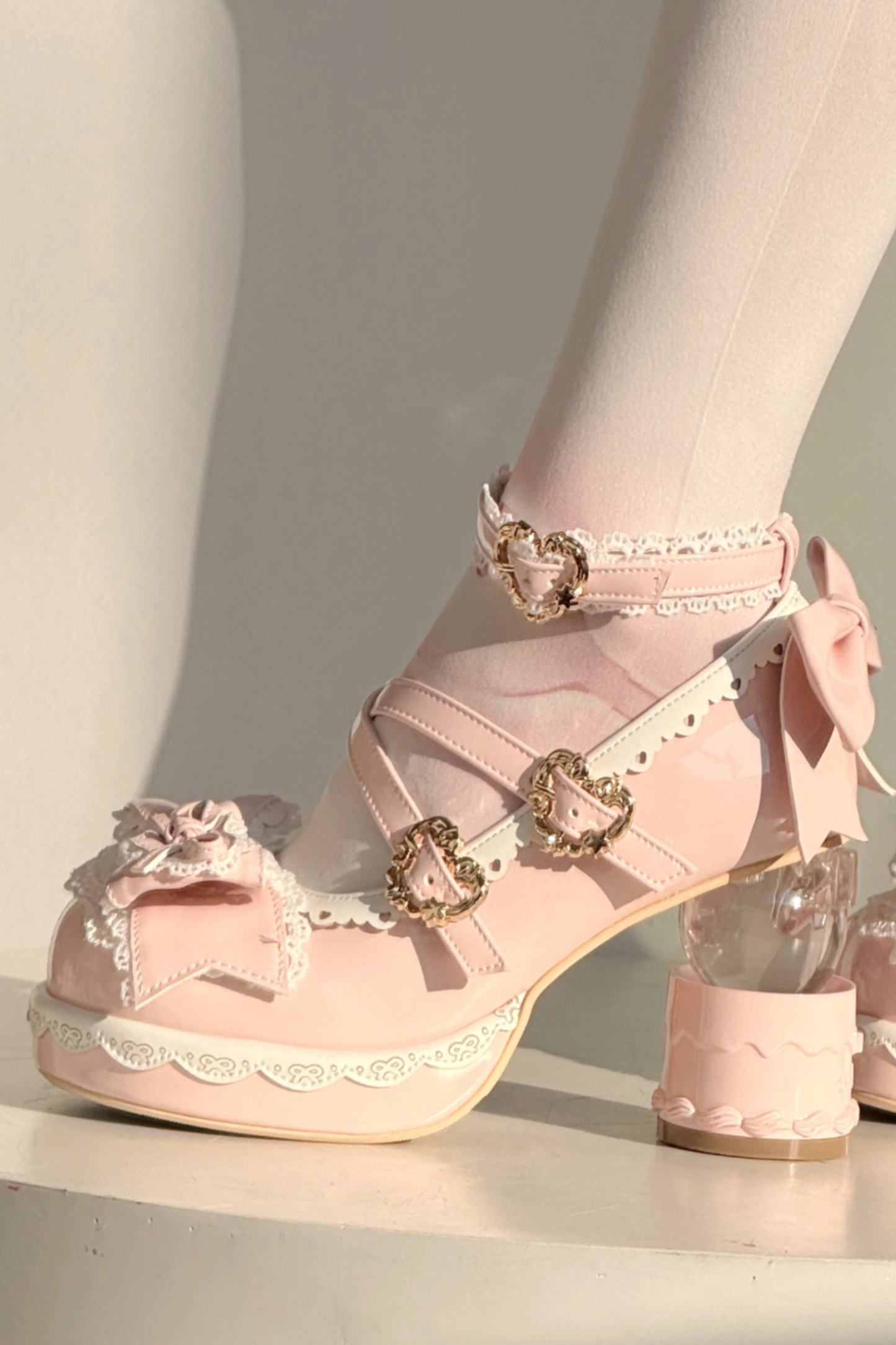 リボンレースロリータクリスタルヒール