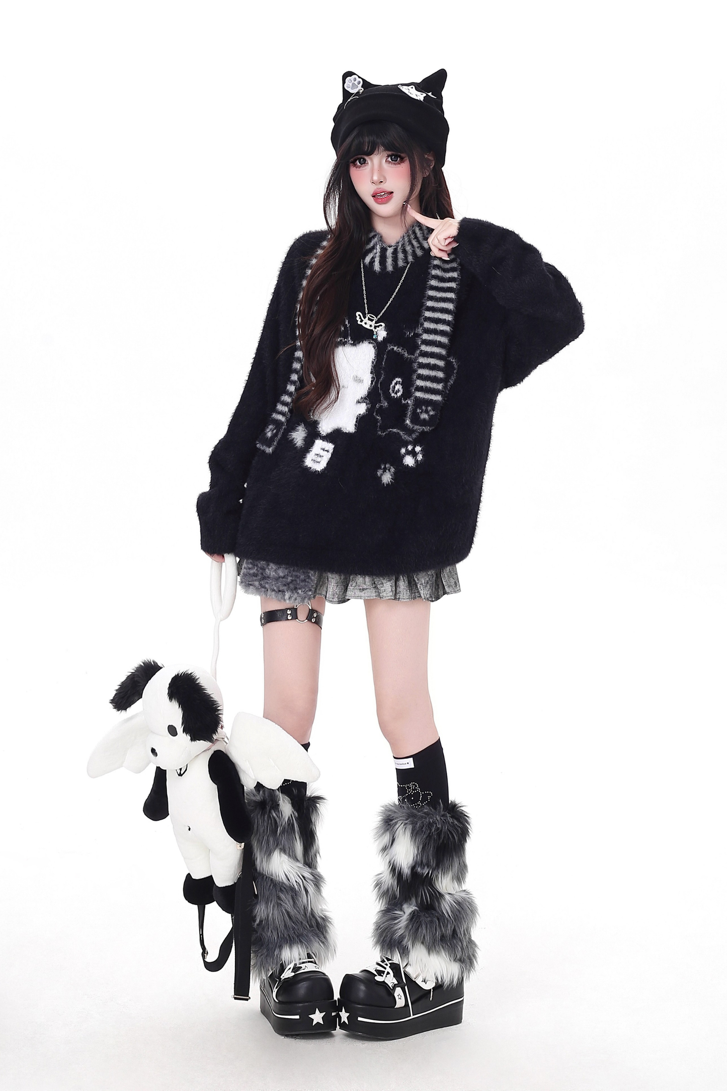 ワックスクルーネックルーズトップス