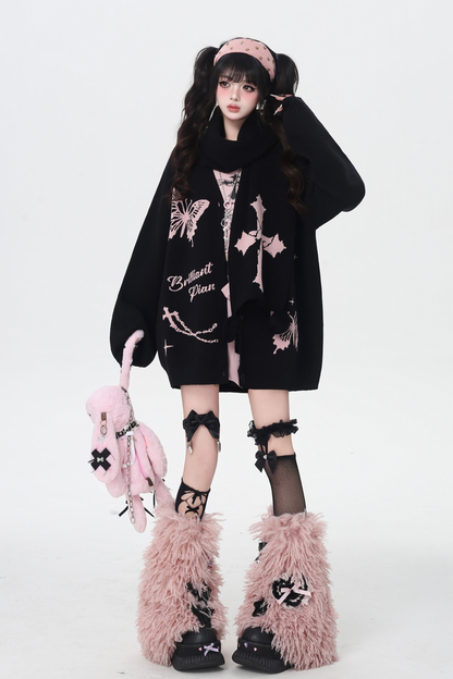 バタフライルーズデザインセーターカーディガン