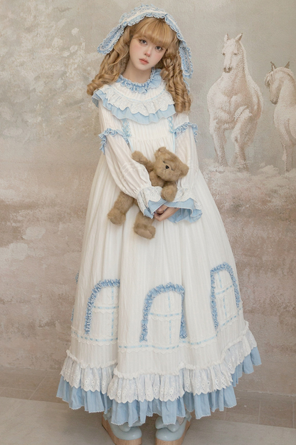 ラビットツインブルーロリータドレス+ラビットヘアバンド