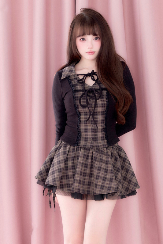 Plaid Ruffle Dress + Short Top