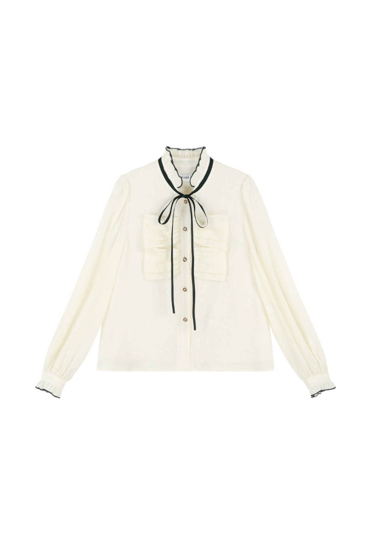 Dot Frilled V-Neck Blouse + Frilled Pants