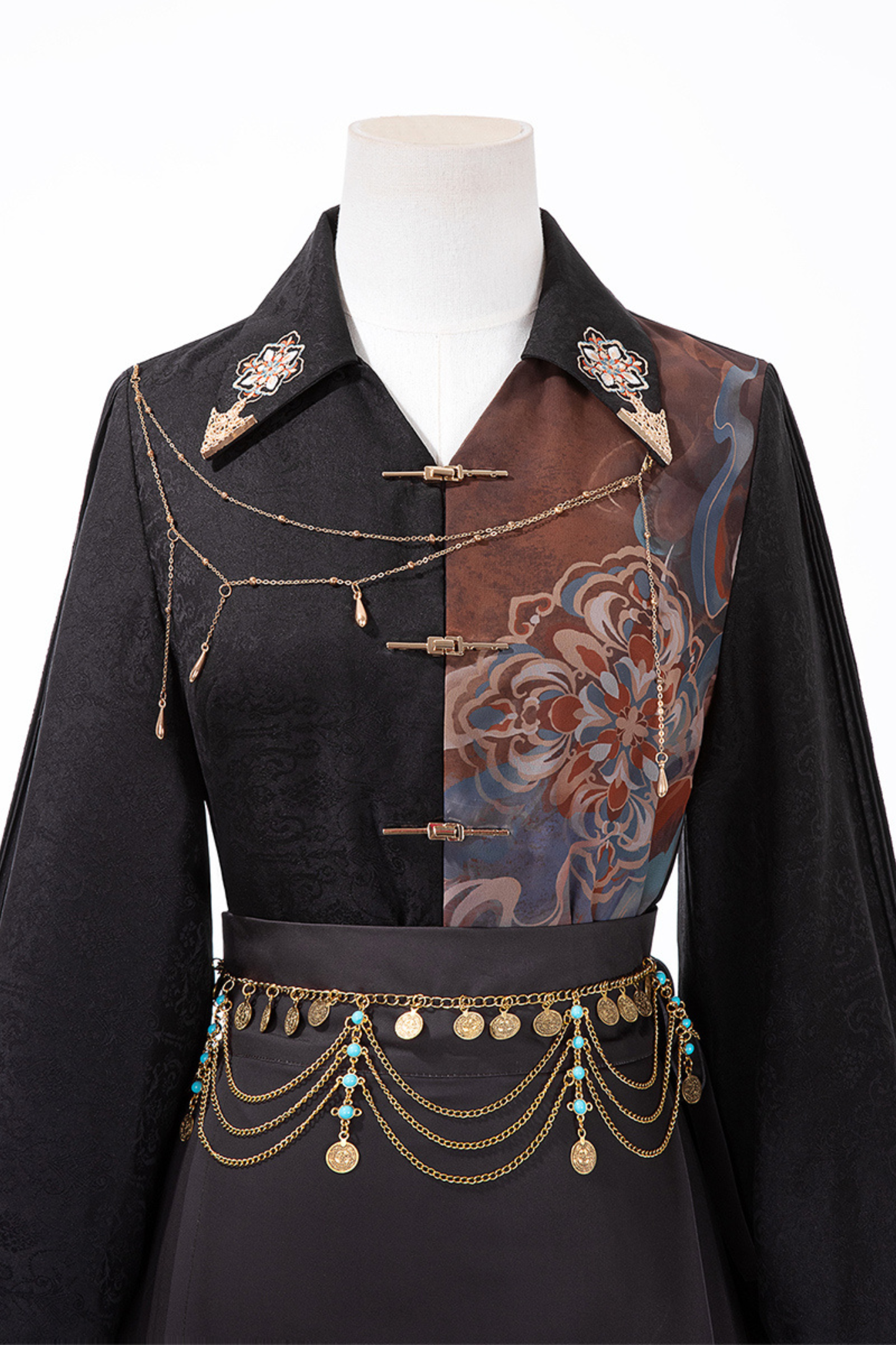 Dark chic retro top + long skirt