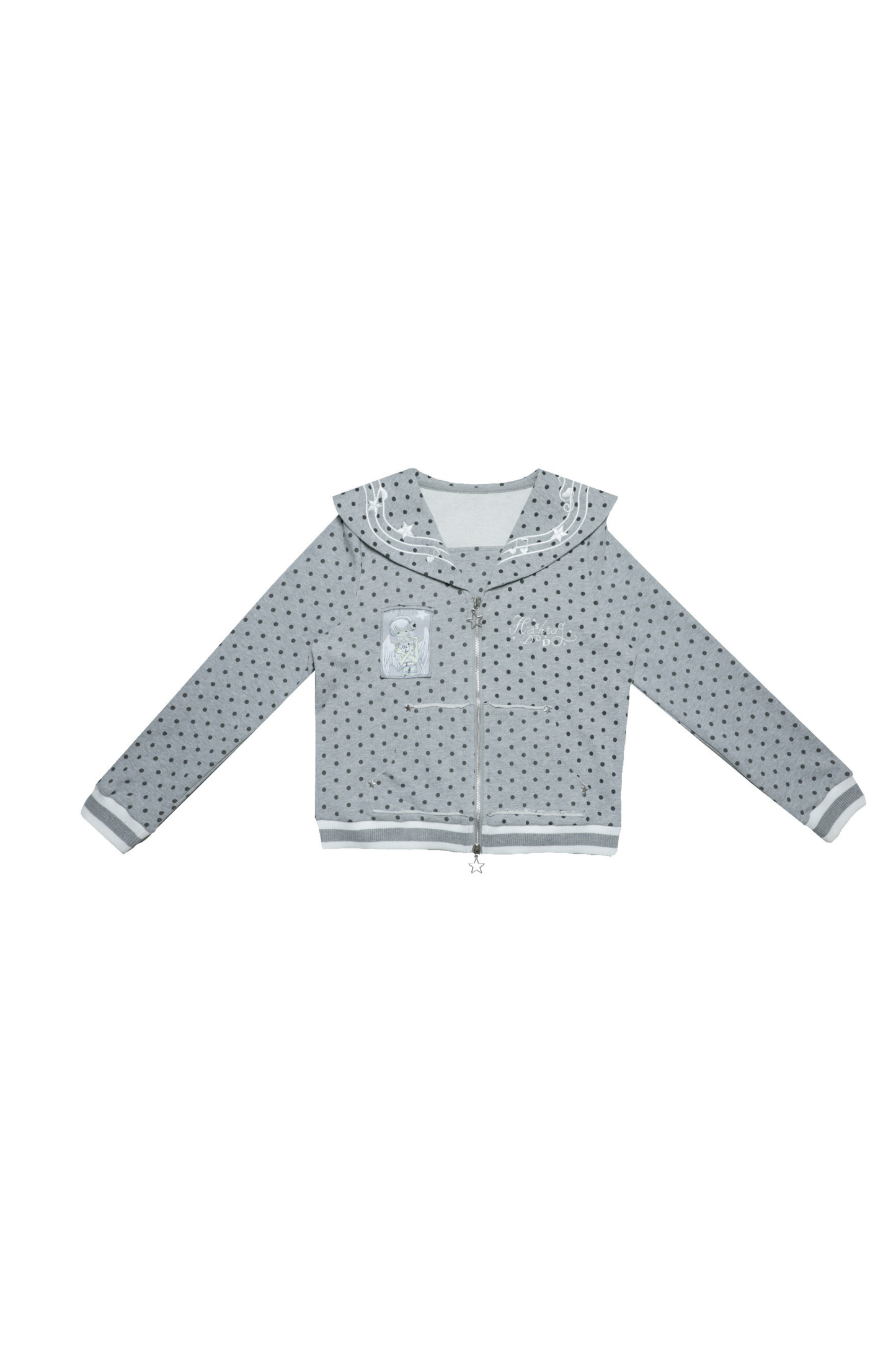 Polka Dot Embroidery Sailor Jacket