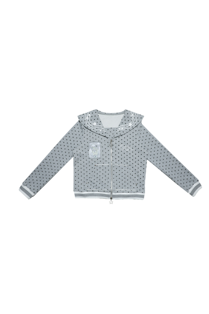Polka Dot Embroidery Sailor Jacket