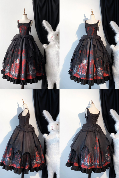 [Vorbestellung bis 29. März] Gothic-Puppen-Trägerrock + ausgestellter Rock