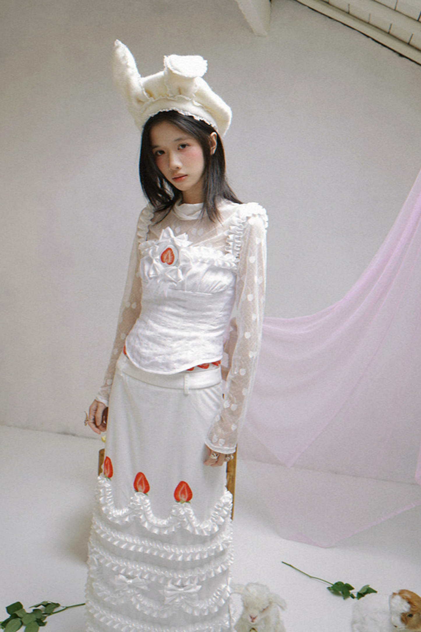 Cherry Jacquard Turtleneck Top