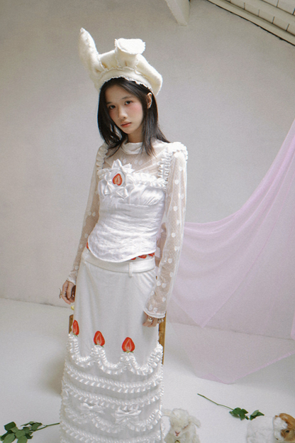 Cherry Jacquard Turtleneck Top