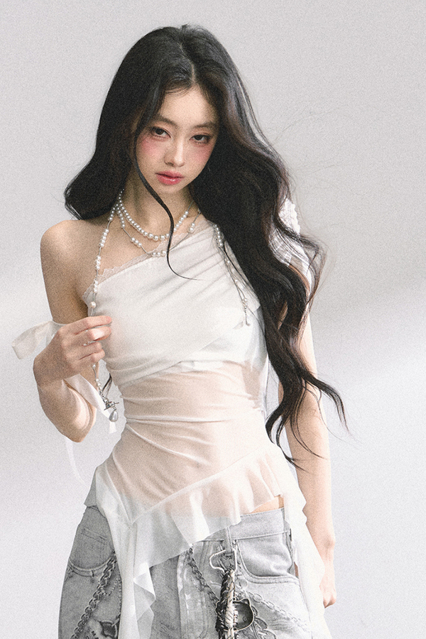 Sheer Off-the-shoulder Tops