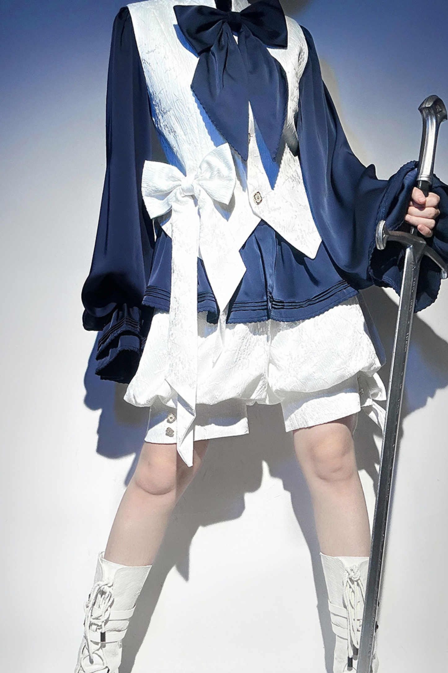 レトロエレガント皇子リボンシャツ