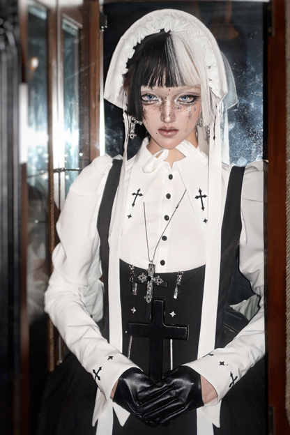 ゴスロリータスプリットブラウス+サスペンダースカート