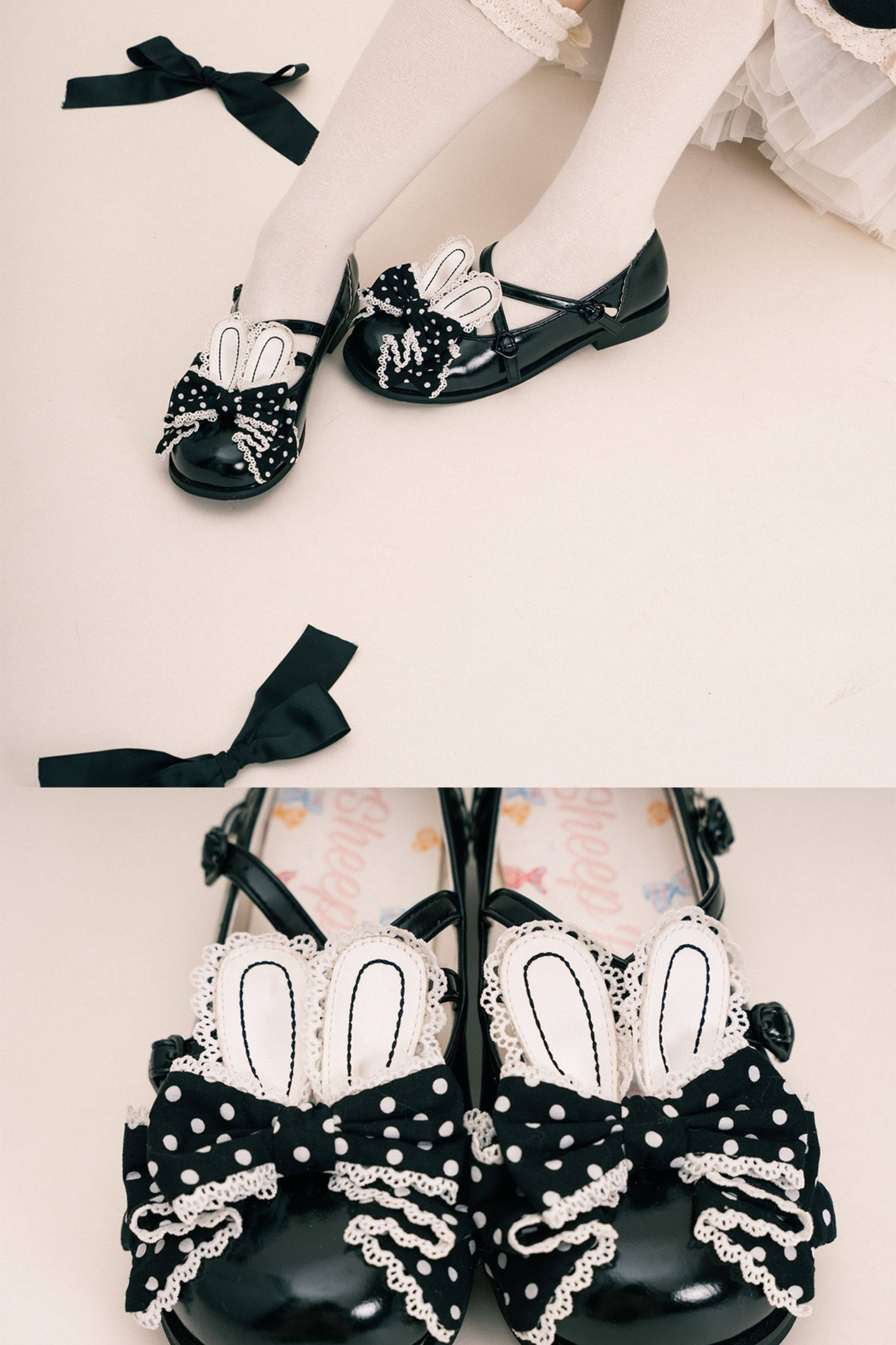 Sheep Puff Polka Dot Shoes
