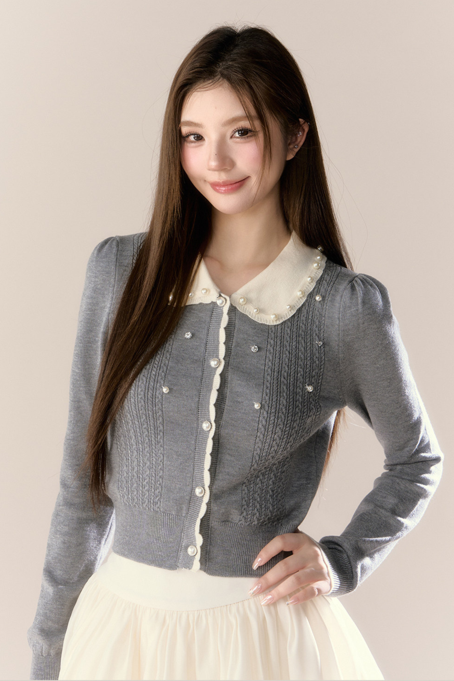 スイートフレンチニットトップス+タイトスカート