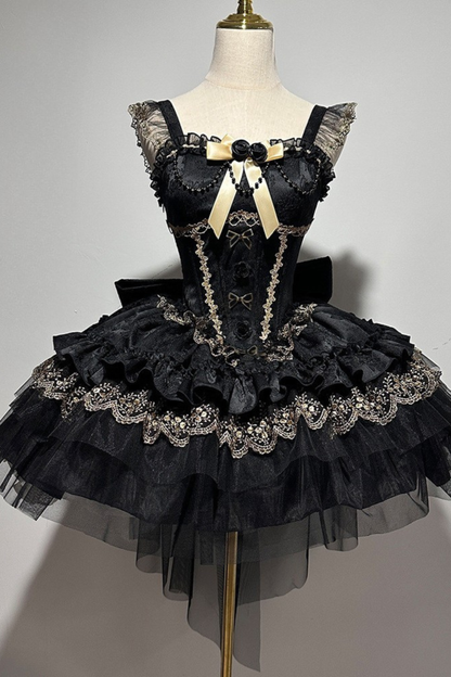 ダークバレエスタイルロリータゴシックプリンセスドレス