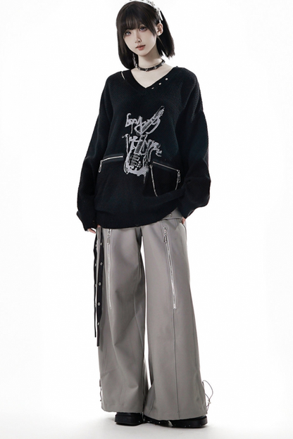 アシメルーズトップス+スカート+パンツ