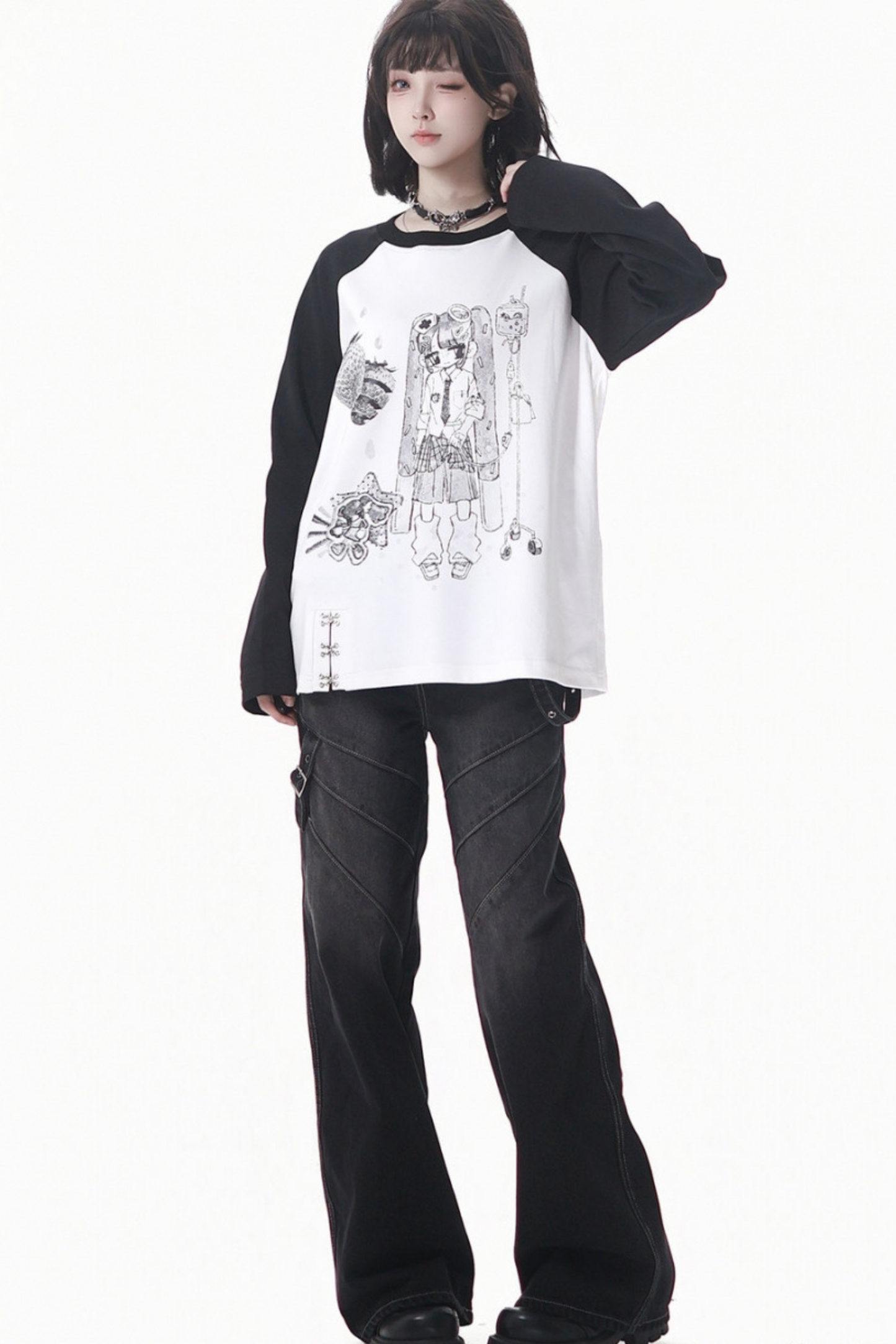 Patchwork Raglan Sleeve Top