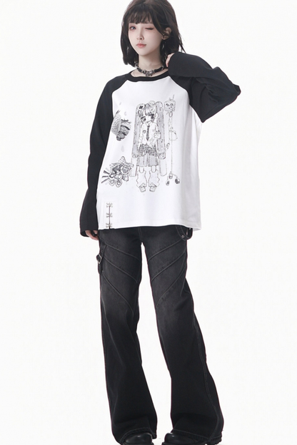 Patchwork Raglan Sleeve Top