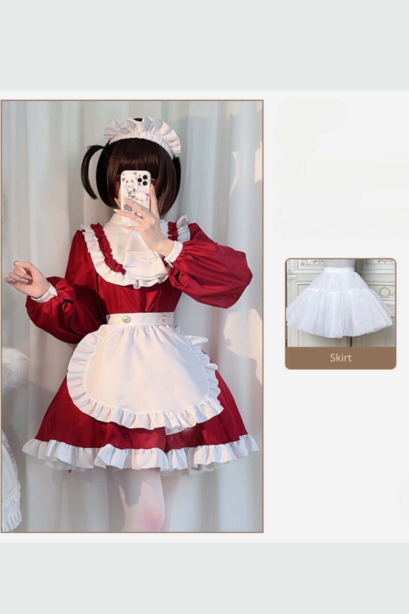 Vintage Red Maid Cosplay Dress