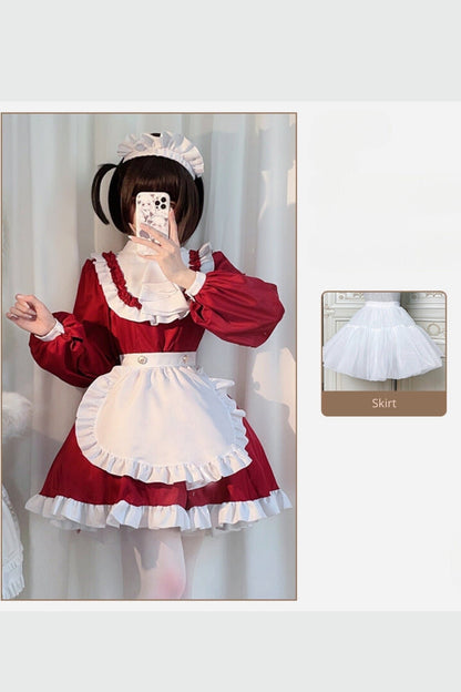 Vintage Red Maid Cosplay Dress