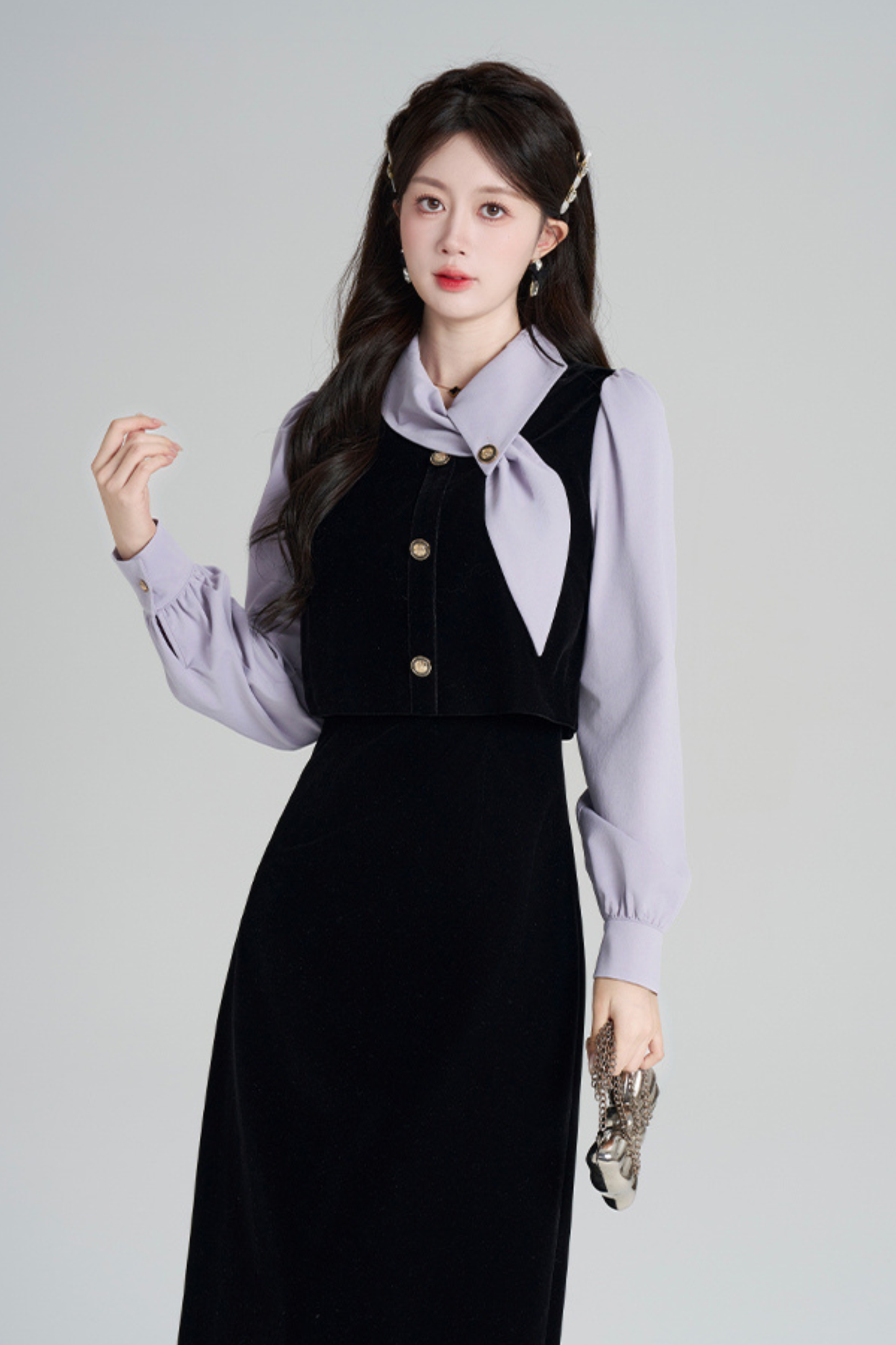 フレンチコントラストレトロドレス