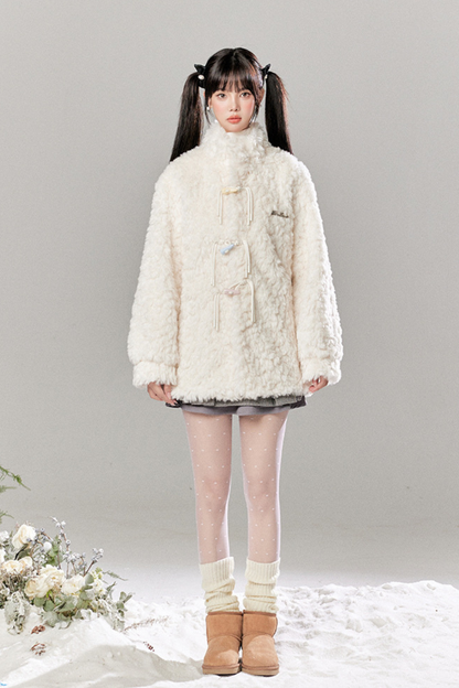 Horn button Farie Lamb Wool Coat