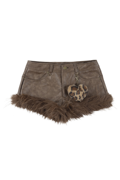 Y2Kミラードプーレザーホットパンツ