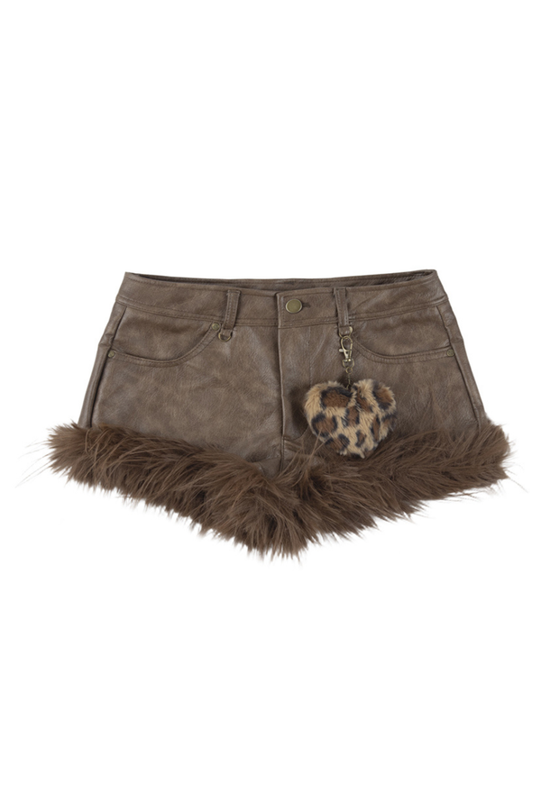 Y2Kミラードプーレザーホットパンツ